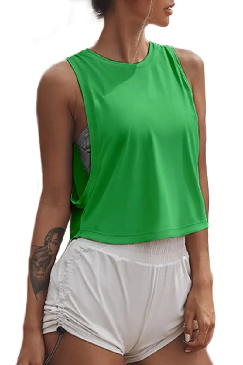 Womens Cropped Tank Tops Crop Workout Tops for Women Green